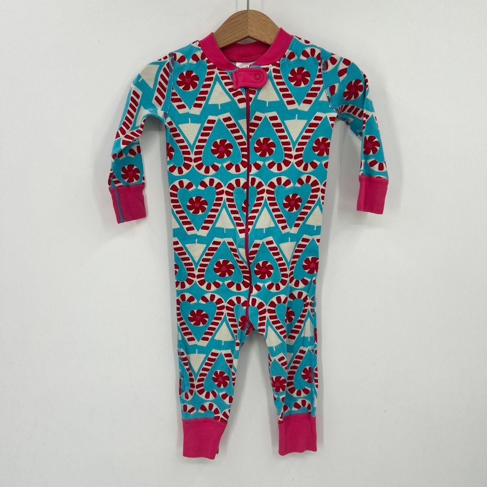 Hanna Andersson Candy Cane Heart Organic Cotton Zip Sleeper 9-18 Months 70cm